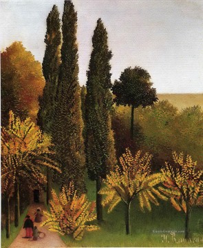  rousseau - Spaziergang im Parc des buttes chaumont 1909 Henri Rousseau Post Impressionism Naive Primitivismus